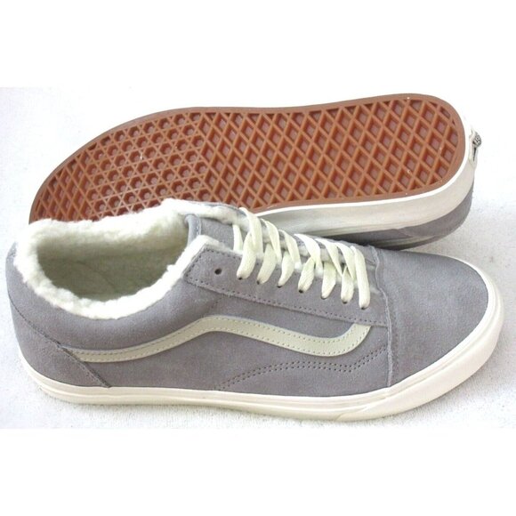 Vans Men's Old Skool Cozy Hug Sherpa Lined Suede Shoes Drizzle White Sizes NIB - Picture 2 of 5